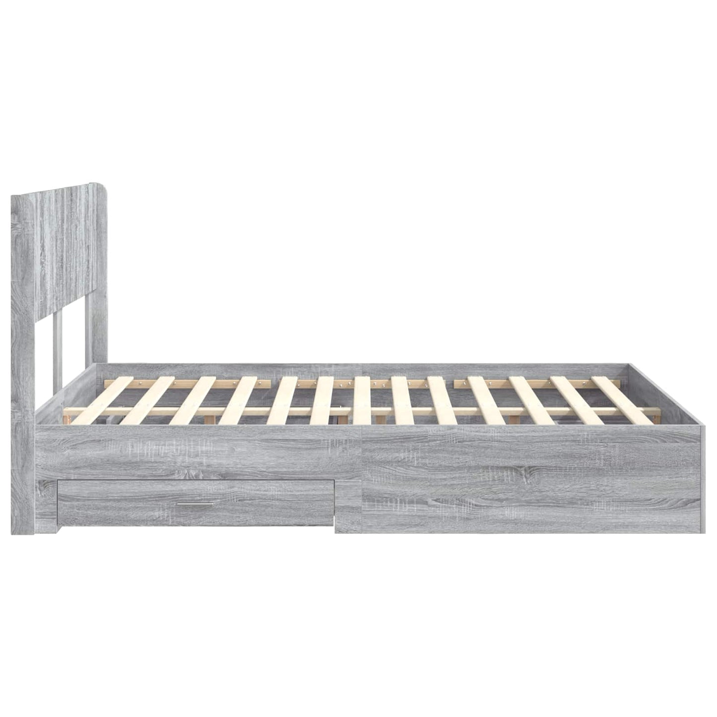vidaXL Bed Frame with Storage and Headboard Grey Sonoma 135 x 190 cm