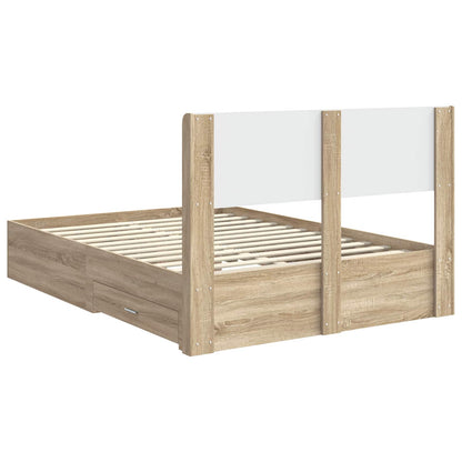 vidaXL Bed Frame with Storage and Headboard Sonoma Oak Engineered Wood