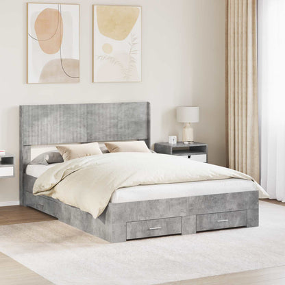 vidaXL Bed Frame with Storage and Headboard Concrete Grey 120 x 200 cm