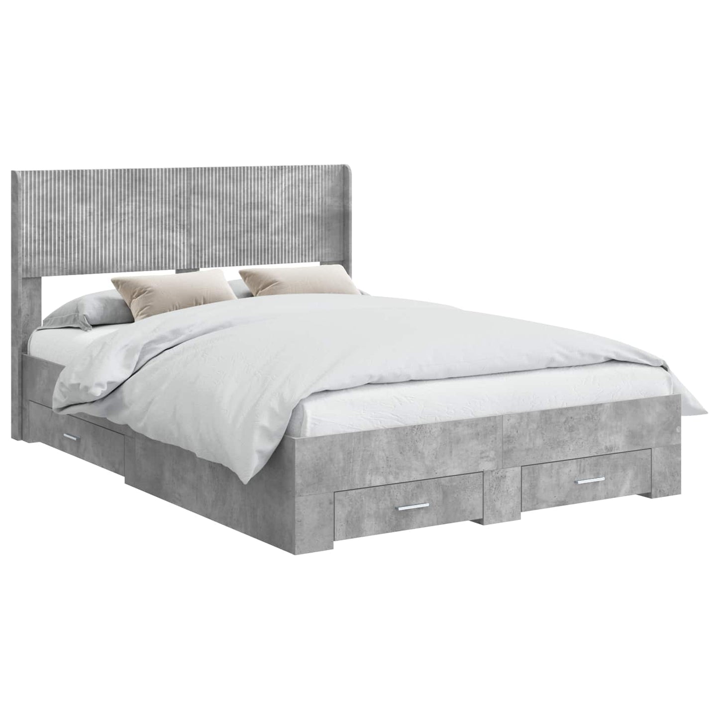 vidaXL Bed Frame with Storage and Headboard Concrete Grey 120 x 200 cm