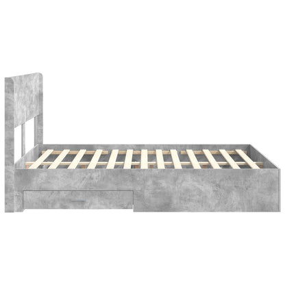 vidaXL Bed Frame with Storage and Headboard Concrete Grey 120 x 200 cm