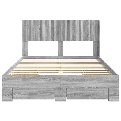 vidaXL Bed Frame with Storage and Headboard Grey Sonoma