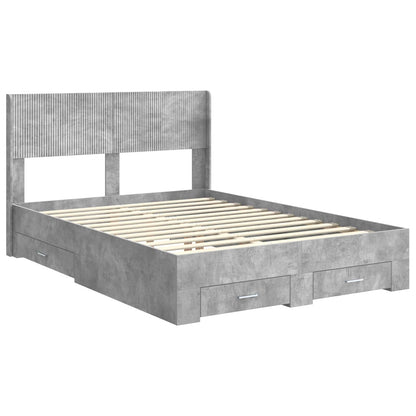 vidaXL Bed Frame with Storage and Headboard Concrete Grey 120 x 190 cm