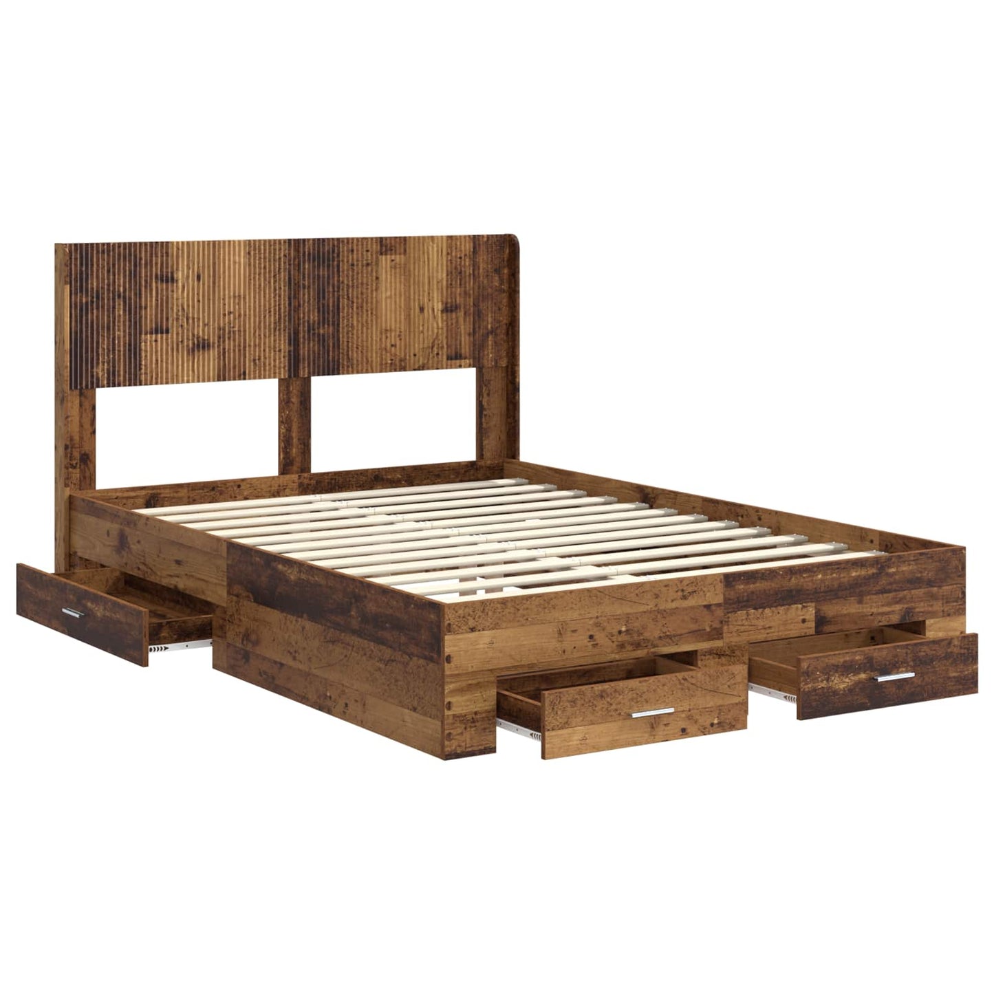 vidaXL Bed Frame with Storage and Headboard Old Wood 120 x 190 cm
