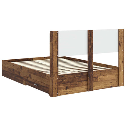vidaXL Bed Frame with Storage and Headboard Old Wood 120 x 190 cm