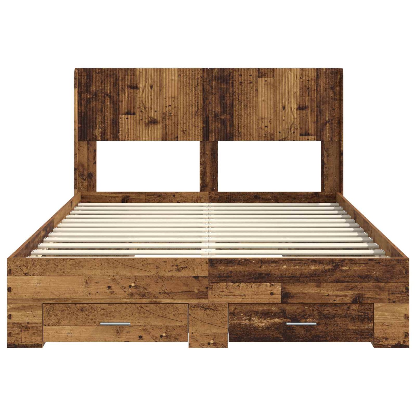 vidaXL Bed Frame with Storage and Headboard Old Wood 120 x 190 cm