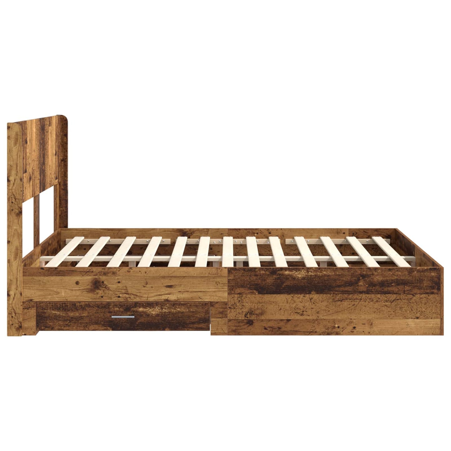 vidaXL Bed Frame with Storage and Headboard Old Wood 120 x 190 cm