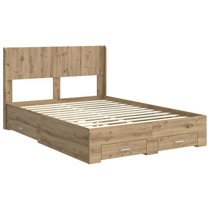 vidaXL Bed Frame with Storage and Headboard Artisan Oak 120 x 190 cm