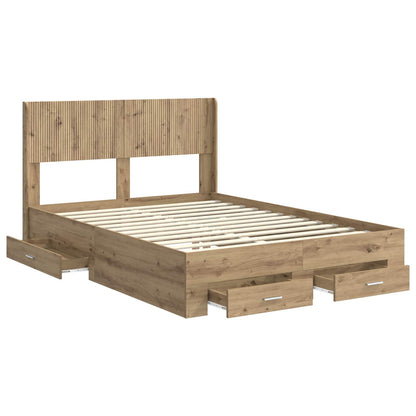 vidaXL Bed Frame with Storage and Headboard Artisan Oak 120 x 190 cm