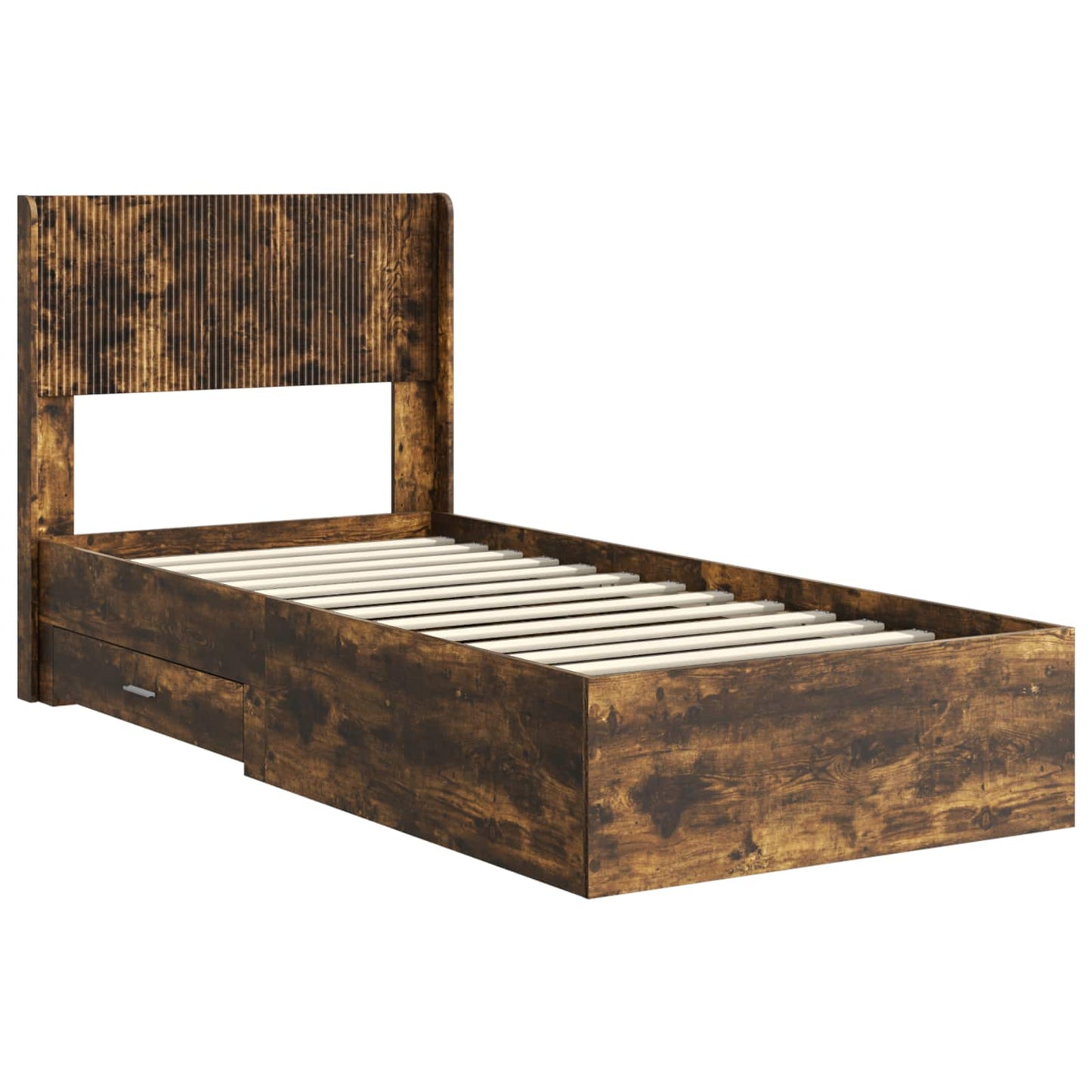 vidaXL Bed Frame with Storage and Headboard Smoked Oak 100 x 200 cm