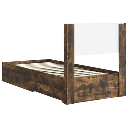 vidaXL Bed Frame with Storage and Headboard Smoked Oak 100 x 200 cm