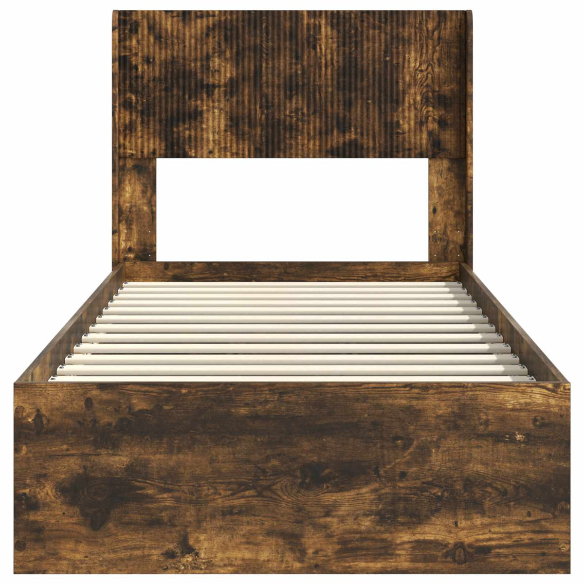 vidaXL Bed Frame with Storage and Headboard Smoked Oak 100 x 200 cm