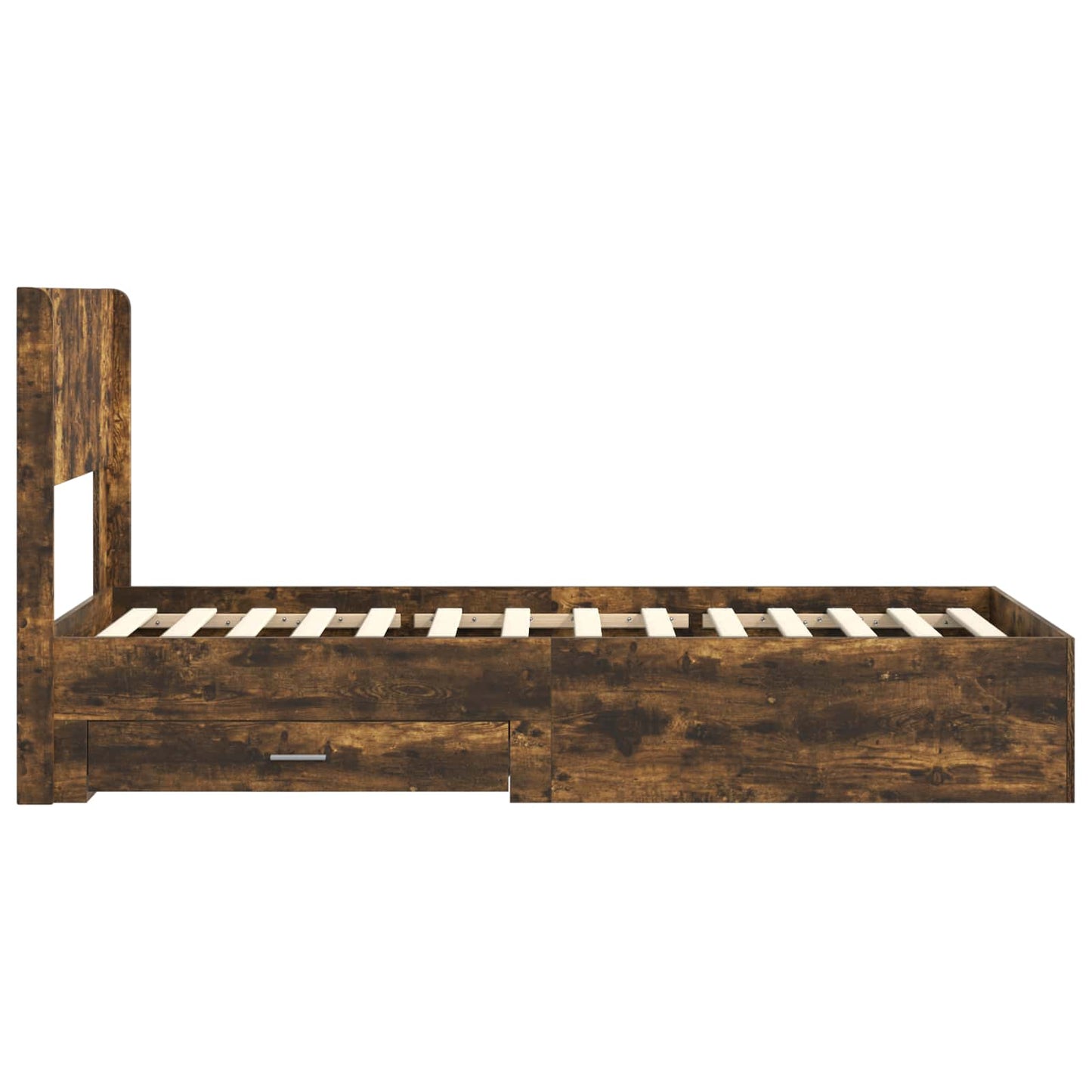 vidaXL Bed Frame with Storage and Headboard Smoked Oak 100 x 200 cm