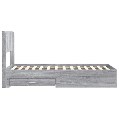 vidaXL Bed Frame with Storage and Headboard Grey Sonoma 100 x 200 cm