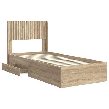 vidaXL Bed Frame with Storage and Headboard Sonoma Oak 90 x 200 cm