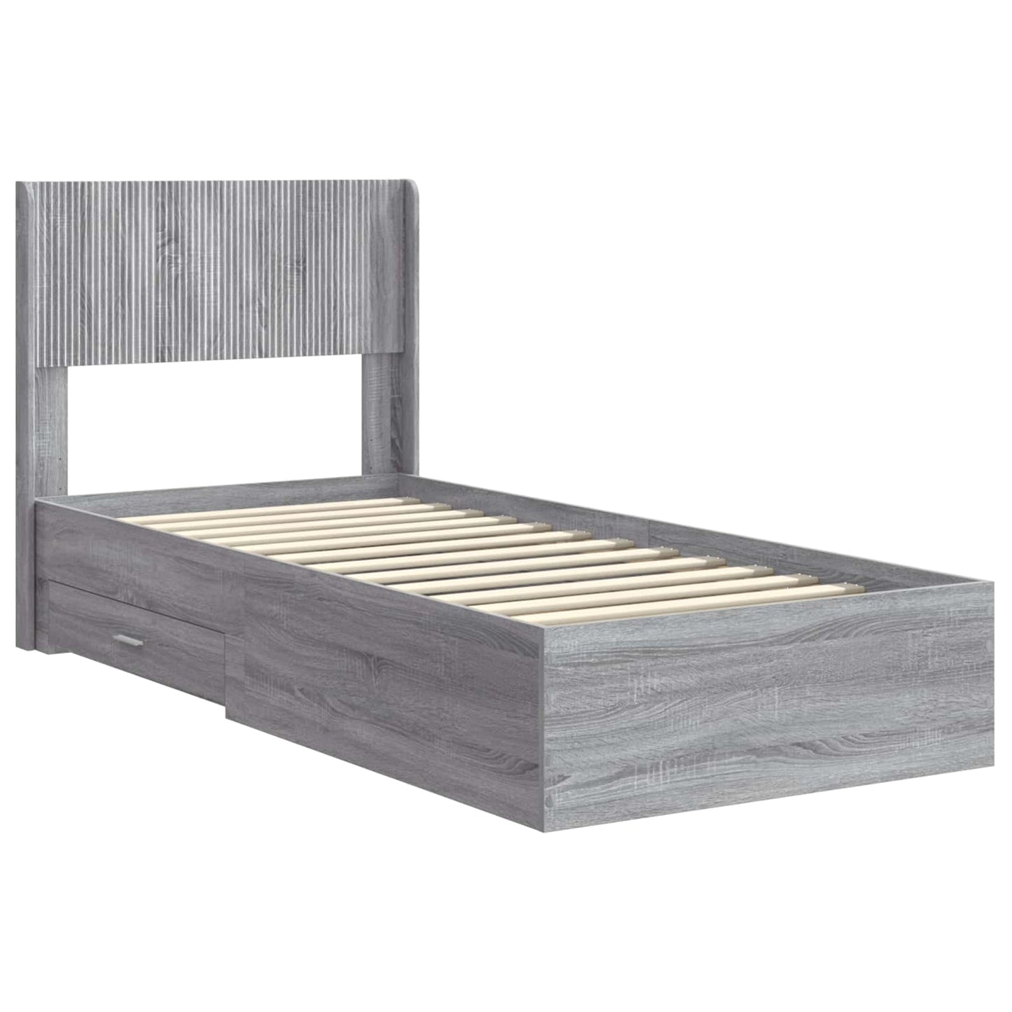 vidaXL Bed Frame with Storage and Headboard Grey Sonoma 90 x 200 cm