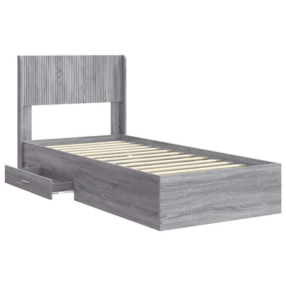 vidaXL Bed Frame with Storage and Headboard Grey Sonoma 90 x 200 cm