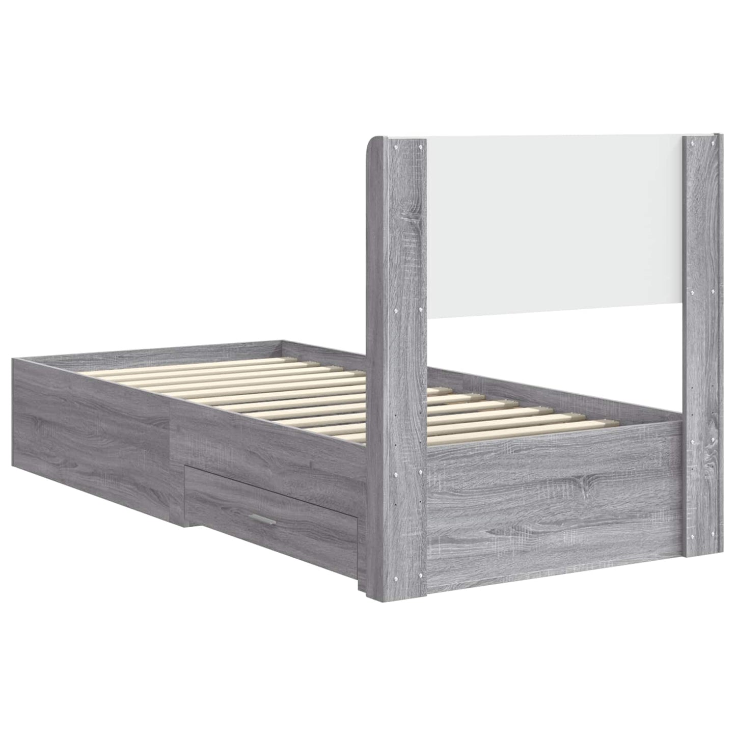 vidaXL Bed Frame with Storage and Headboard Grey Sonoma 90 x 200 cm