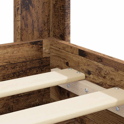 vidaXL Bed Frame with Storage and Headboard Old Wood 90 x 200 cm