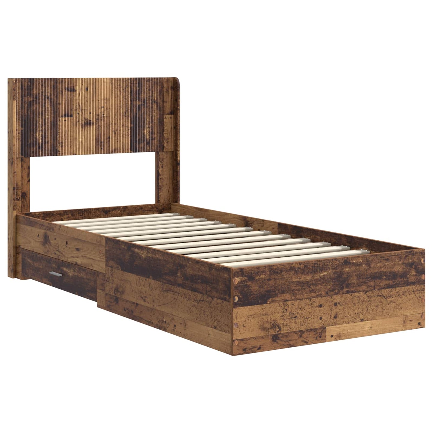 vidaXL Bed Frame with Storage and Headboard Old Wood 90 x 200 cm