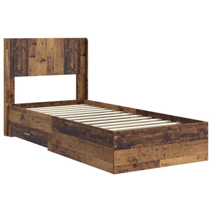 vidaXL Bed Frame with Storage and Headboard Old Wood 90 x 200 cm