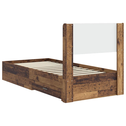 vidaXL Bed Frame with Storage and Headboard Old Wood 90 x 200 cm