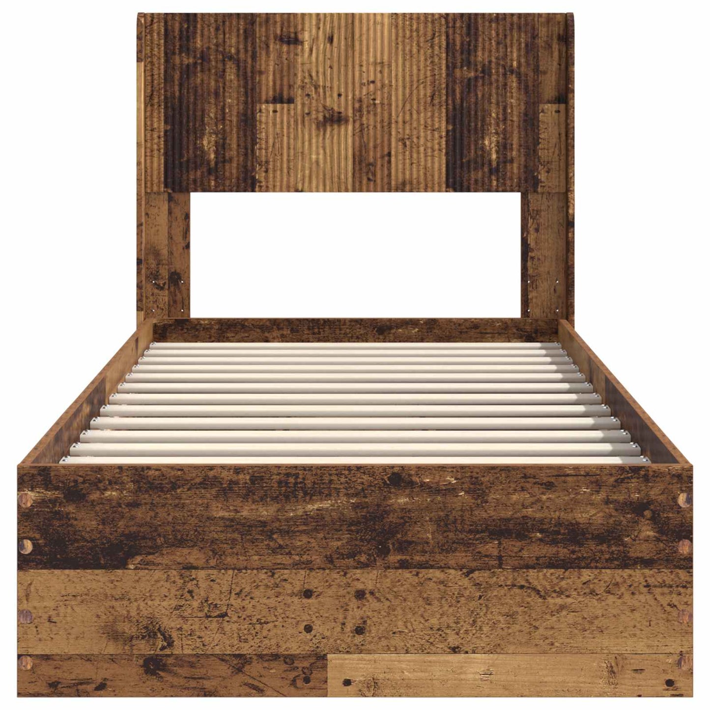 vidaXL Bed Frame with Storage and Headboard Old Wood 90 x 200 cm