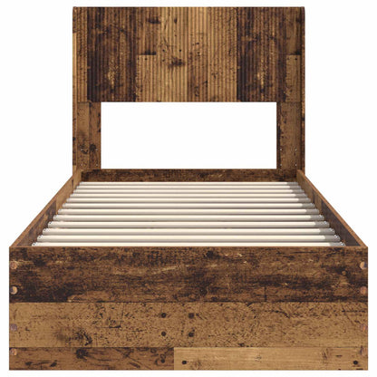 vidaXL Bed Frame with Storage and Headboard Old Wood 90 x 200 cm