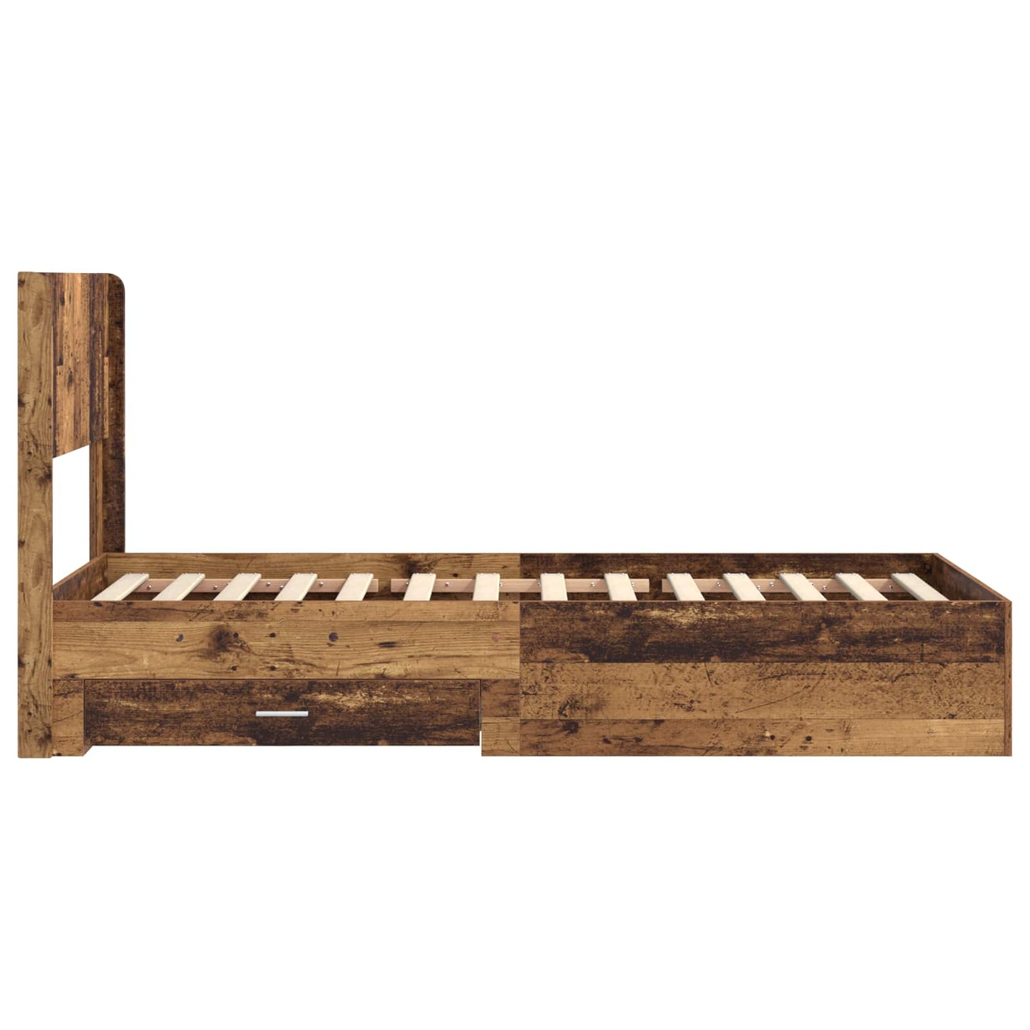 vidaXL Bed Frame with Storage and Headboard Old Wood 90 x 200 cm