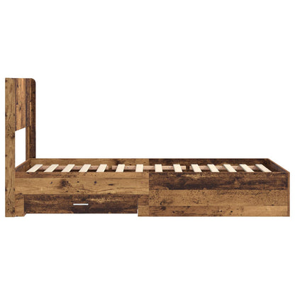vidaXL Bed Frame with Storage and Headboard Old Wood 90 x 200 cm
