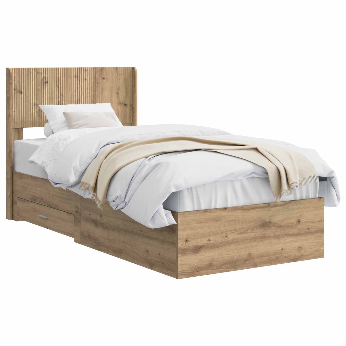 vidaXL Bed Frame with Storage and Headboard Artisan Oak 90 x 200 cm