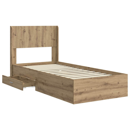 vidaXL Bed Frame with Storage and Headboard Artisan Oak 90 x 200 cm
