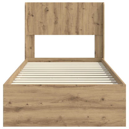 vidaXL Bed Frame with Storage and Headboard Artisan Oak 90 x 200 cm