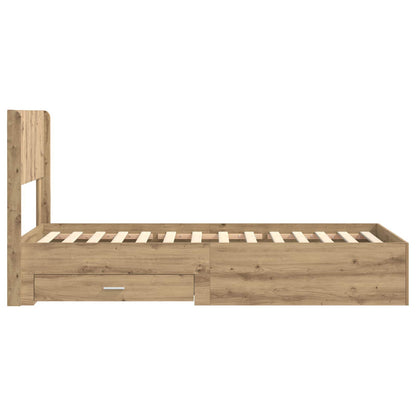 vidaXL Bed Frame with Storage and Headboard Artisan Oak 90 x 200 cm
