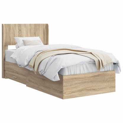 vidaXL Bed Frame with Storage and Headboard Sonoma Oak 90 x 190 cm