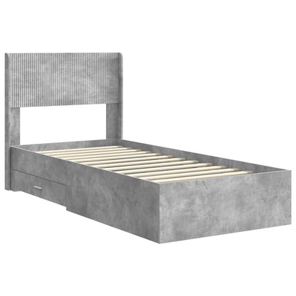 vidaXL Bed Frame with Storage and Headboard Concrete Grey 90 x 190 cm