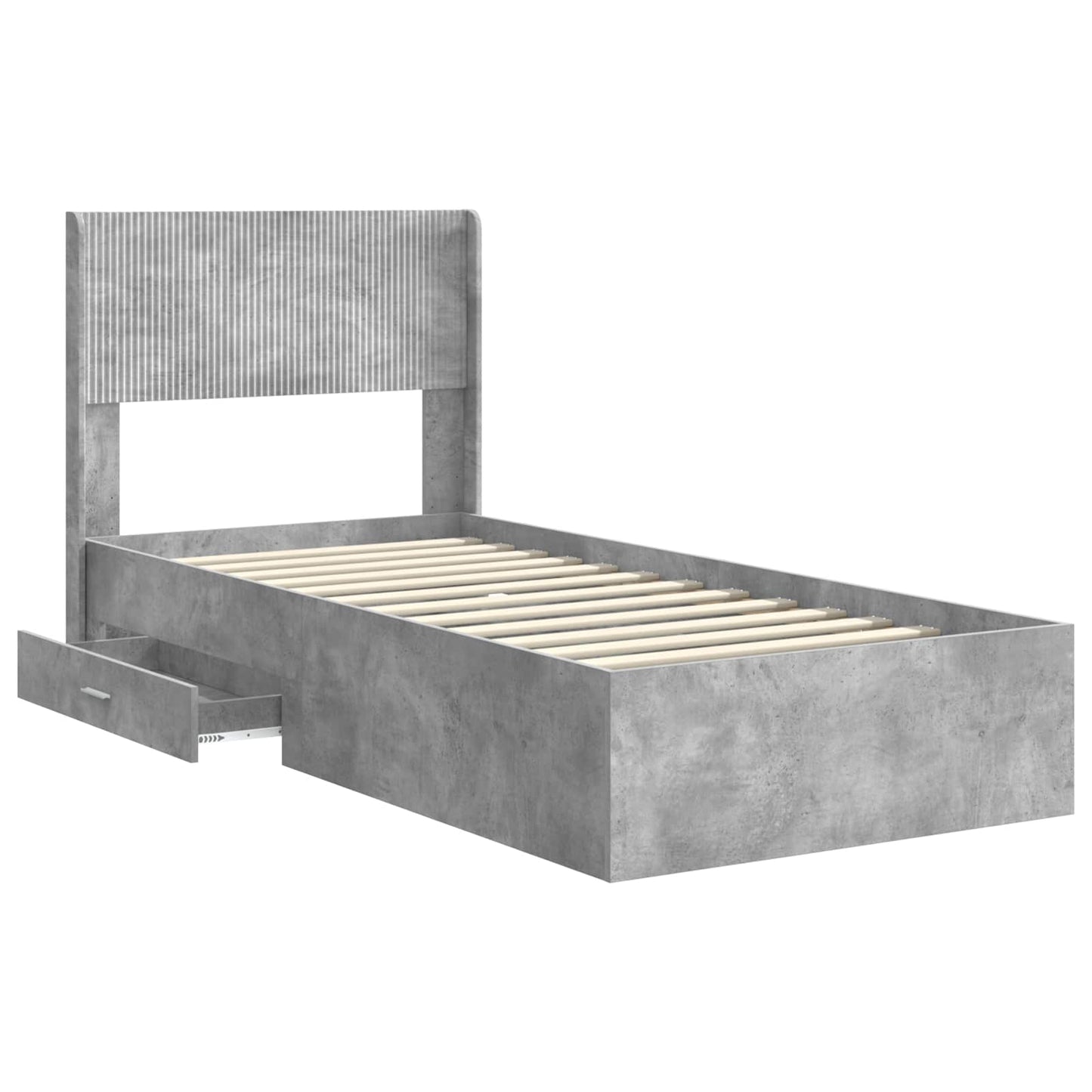 vidaXL Bed Frame with Storage and Headboard Concrete Grey 90 x 190 cm
