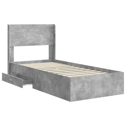 vidaXL Bed Frame with Storage and Headboard Concrete Grey 90 x 190 cm