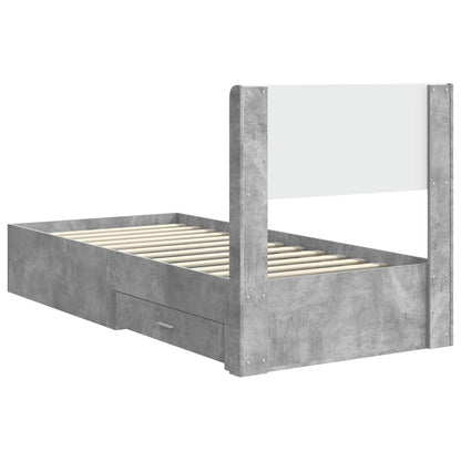 vidaXL Bed Frame with Storage and Headboard Concrete Grey 90 x 190 cm