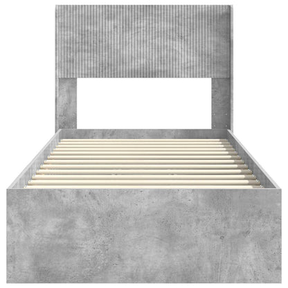 vidaXL Bed Frame with Storage and Headboard Concrete Grey 90 x 190 cm