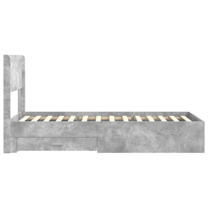 vidaXL Bed Frame with Storage and Headboard Concrete Grey 90 x 190 cm