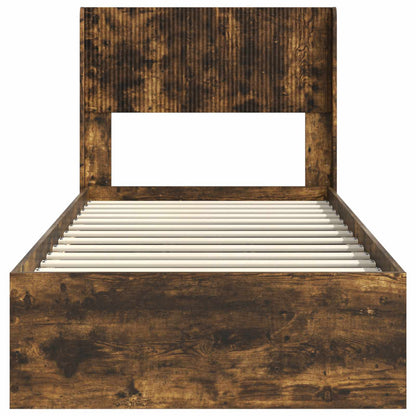 vidaXL Bed Frame with Storage and Headboard Smoked Oak Engineered Wood