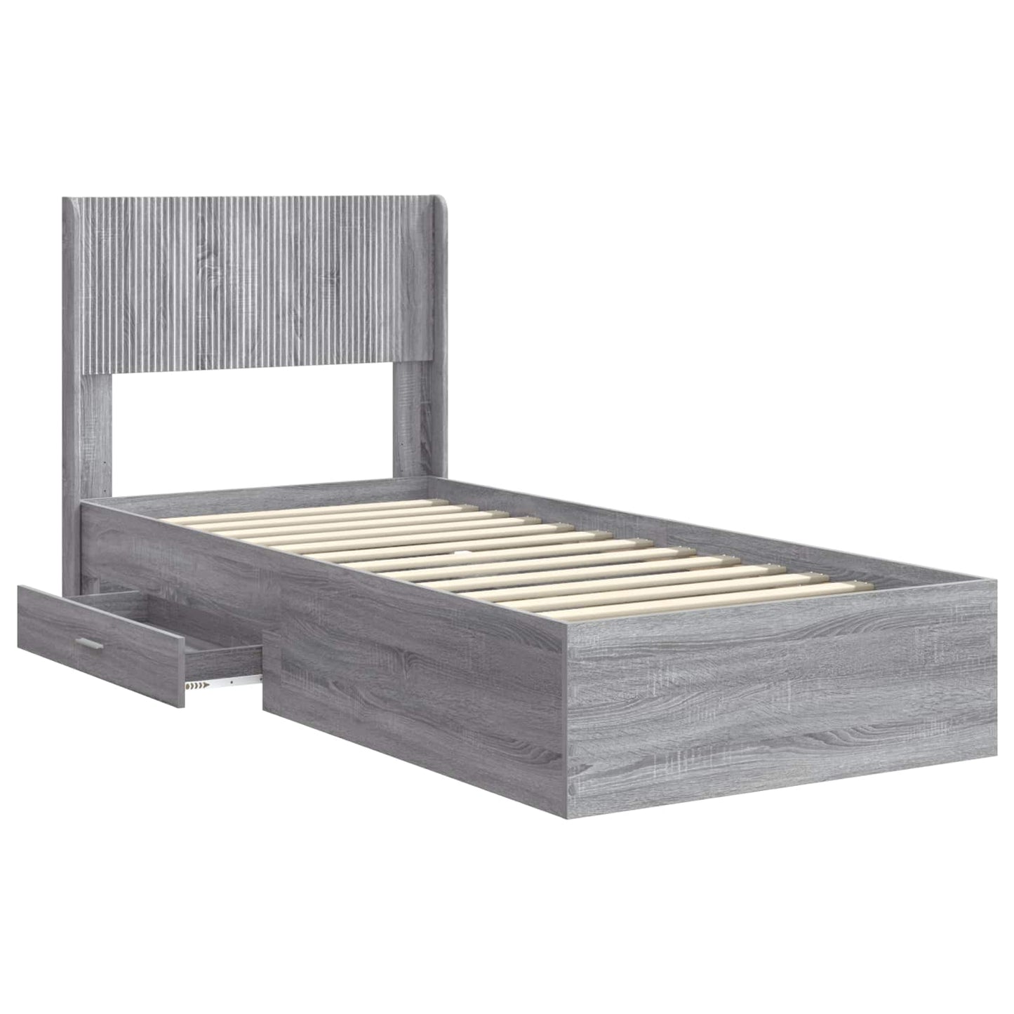 vidaXL Bed Frame with Storage and Headboard Grey Sonoma 90 x 190 cm