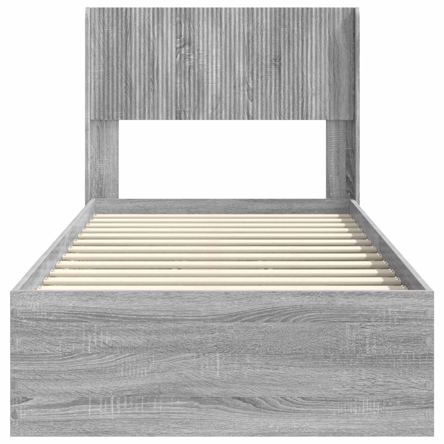 vidaXL Bed Frame with Storage and Headboard Grey Sonoma 90 x 190 cm