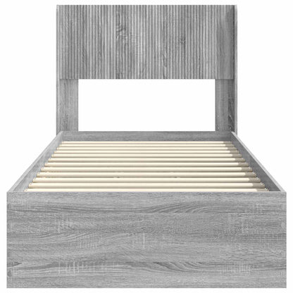 vidaXL Bed Frame with Storage and Headboard Grey Sonoma 90 x 190 cm