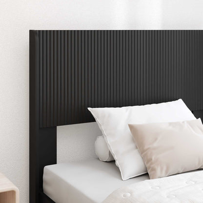 vidaXL Bed Frame with Storage and Headboard Black 75 x 190 cm