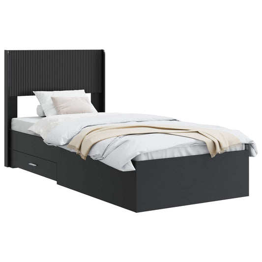 vidaXL Bed Frame with Storage and Headboard Black 75 x 190 cm