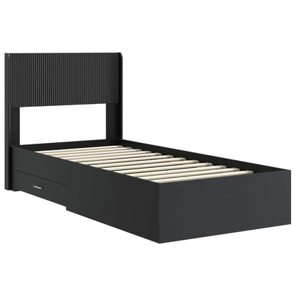 vidaXL Bed Frame with Storage and Headboard Black 75 x 190 cm