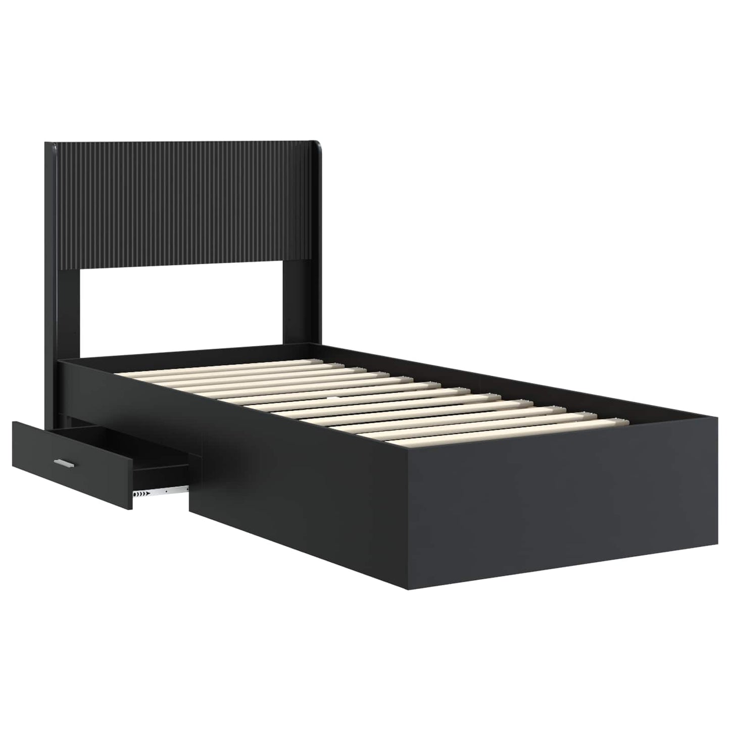 vidaXL Bed Frame with Storage and Headboard Black 75 x 190 cm