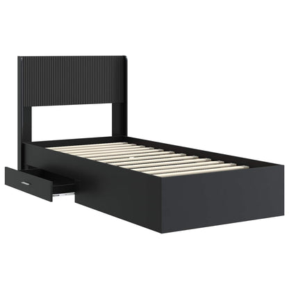 vidaXL Bed Frame with Storage and Headboard Black 75 x 190 cm